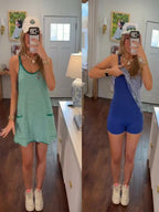 Women’s 95% Cotton Striped Active Mini Dress with Built-In Shorts & Pockets