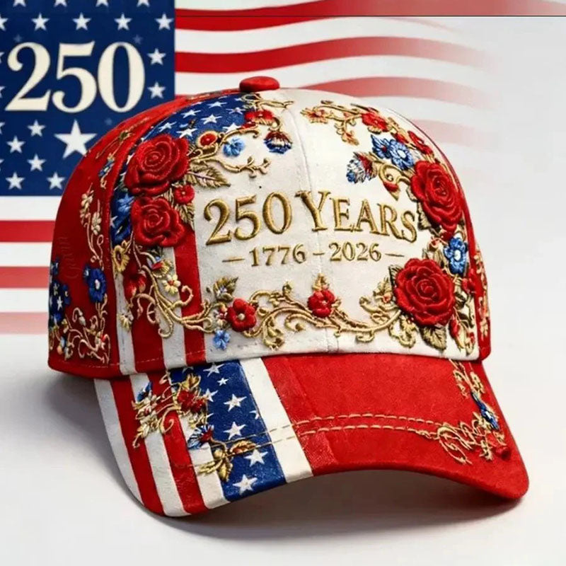 Men'S 250 Years Of Freedom Floral Stars And Stripes Print Baseball Cap