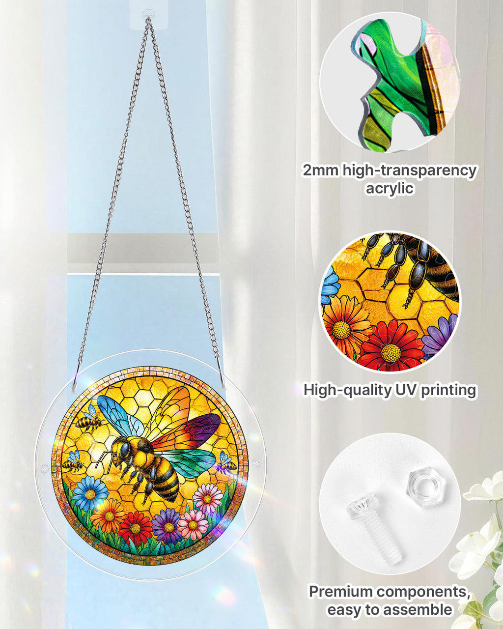 Sunshine Bee Light Suncatcher-Acrylic Window Art