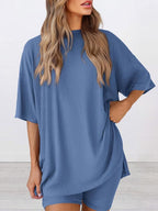 Oversized Top & Biker Shorts Lounge Set