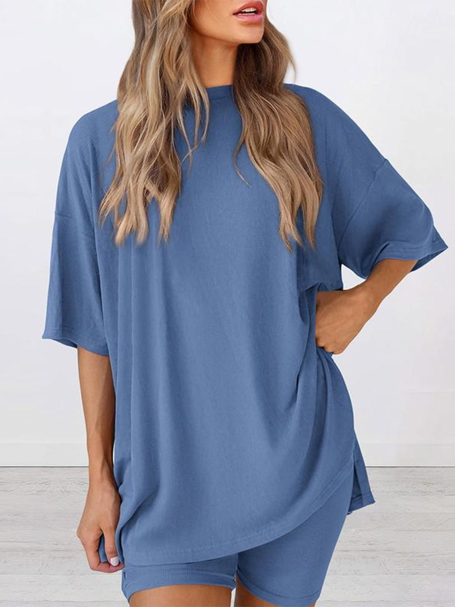 Oversized Top & Biker Shorts Lounge Set