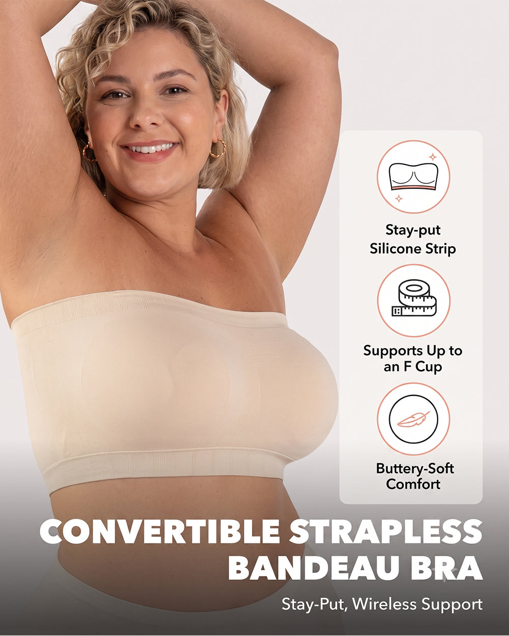 Women's Convertible Strapless Bandeau Bra
