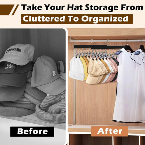 2-Pack Wooden Hat Organizer with Clips