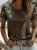 Women's Retro Western Style Faith  Print T-shirt