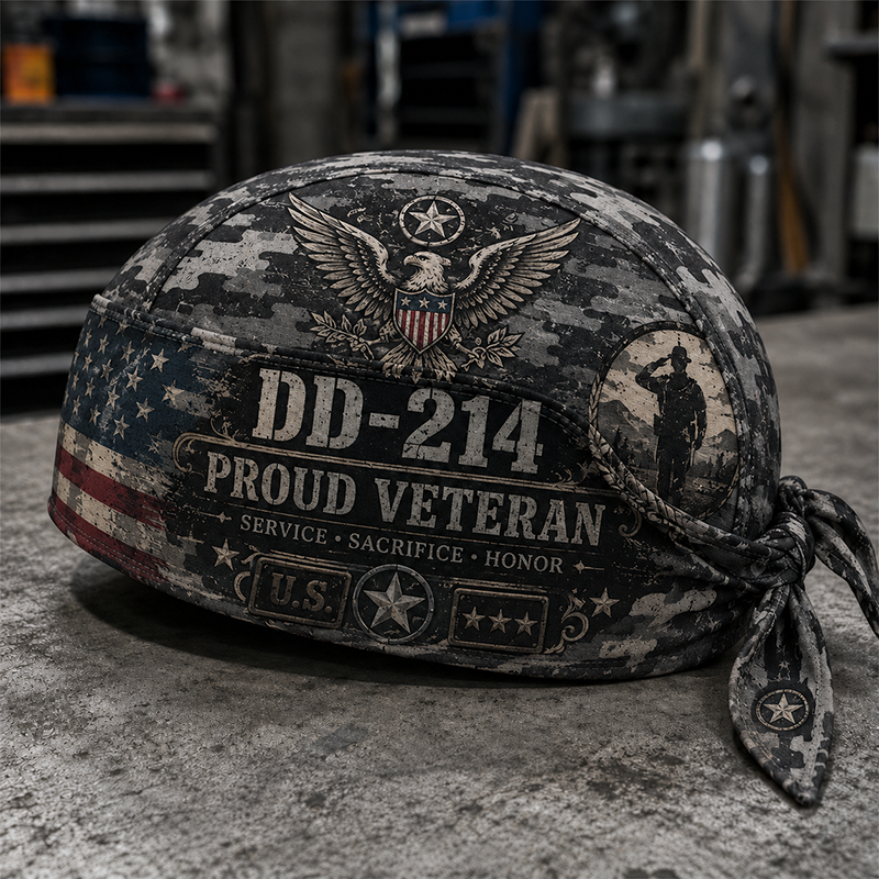 Veteran DD-214 Camouflage Print Cycling Pirate Cap / Bandana