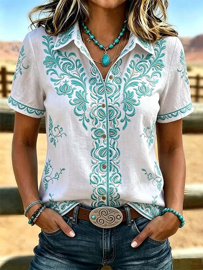 Women'S Casual Retro Print Shirt