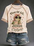 Women's Frog Coffee Funny Christian Faith Print Top