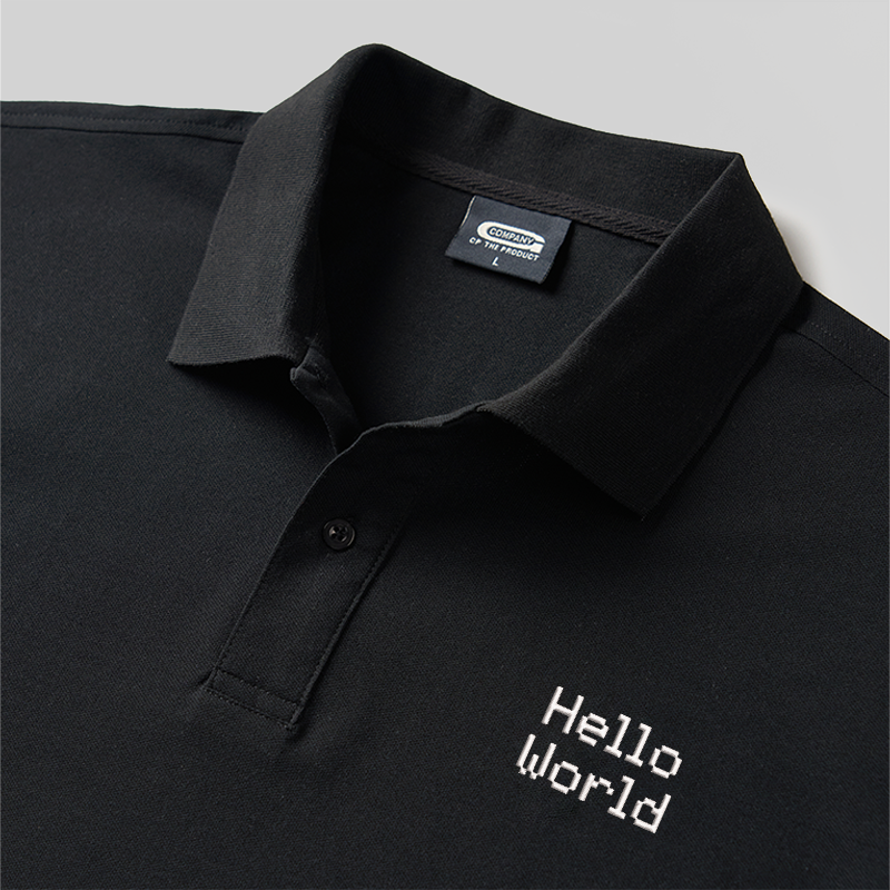 Hello World Geek besticktes Poloshirt