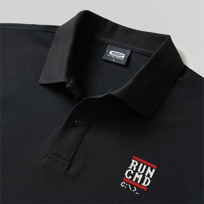Run CMD Geek Besticktes Poloshirt