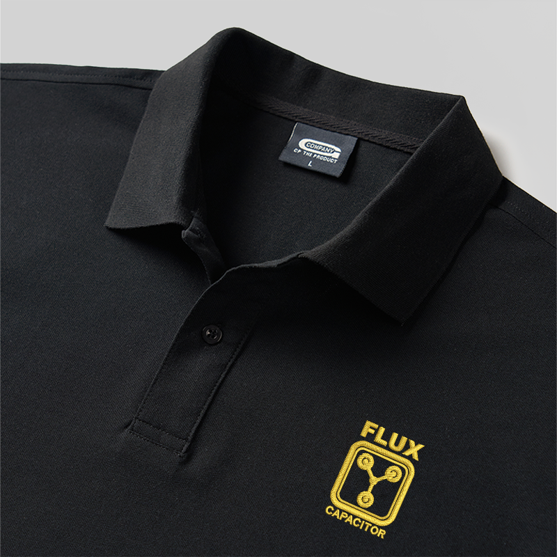 Flux Capacitor Emblem Geek Embroidered Polo Shirt
