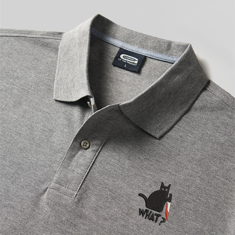 Katze Was? Besticktes Polo-Shirt für Geeks