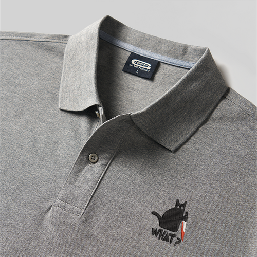 Polo brodé « Chat quoi ? » – Geek