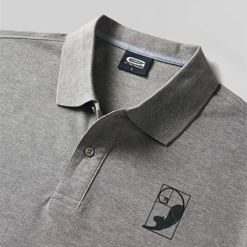 Fibonaccis Katze Geek Besticktes Poloshirt