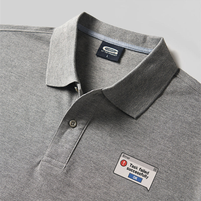 Task Failed Successfully Geek Embroidered Polo Shirt