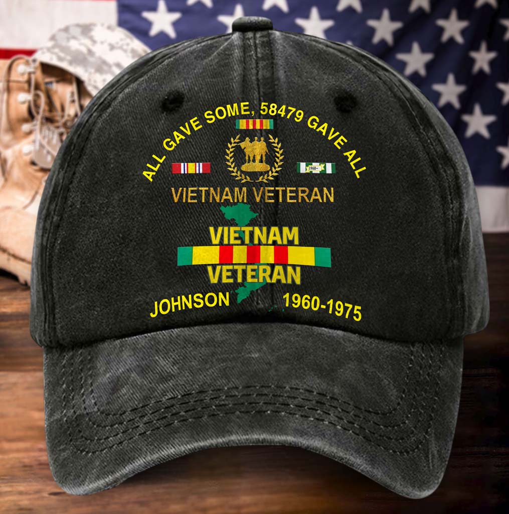 Casquette personnalisée en coton délavé vieilli imprimée vétéran du Vietnam