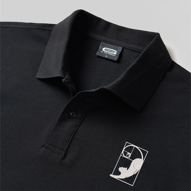Fibonaccis Katze Geek Besticktes Poloshirt