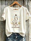 Women's Faith-Print Casual Crew-Neck Top