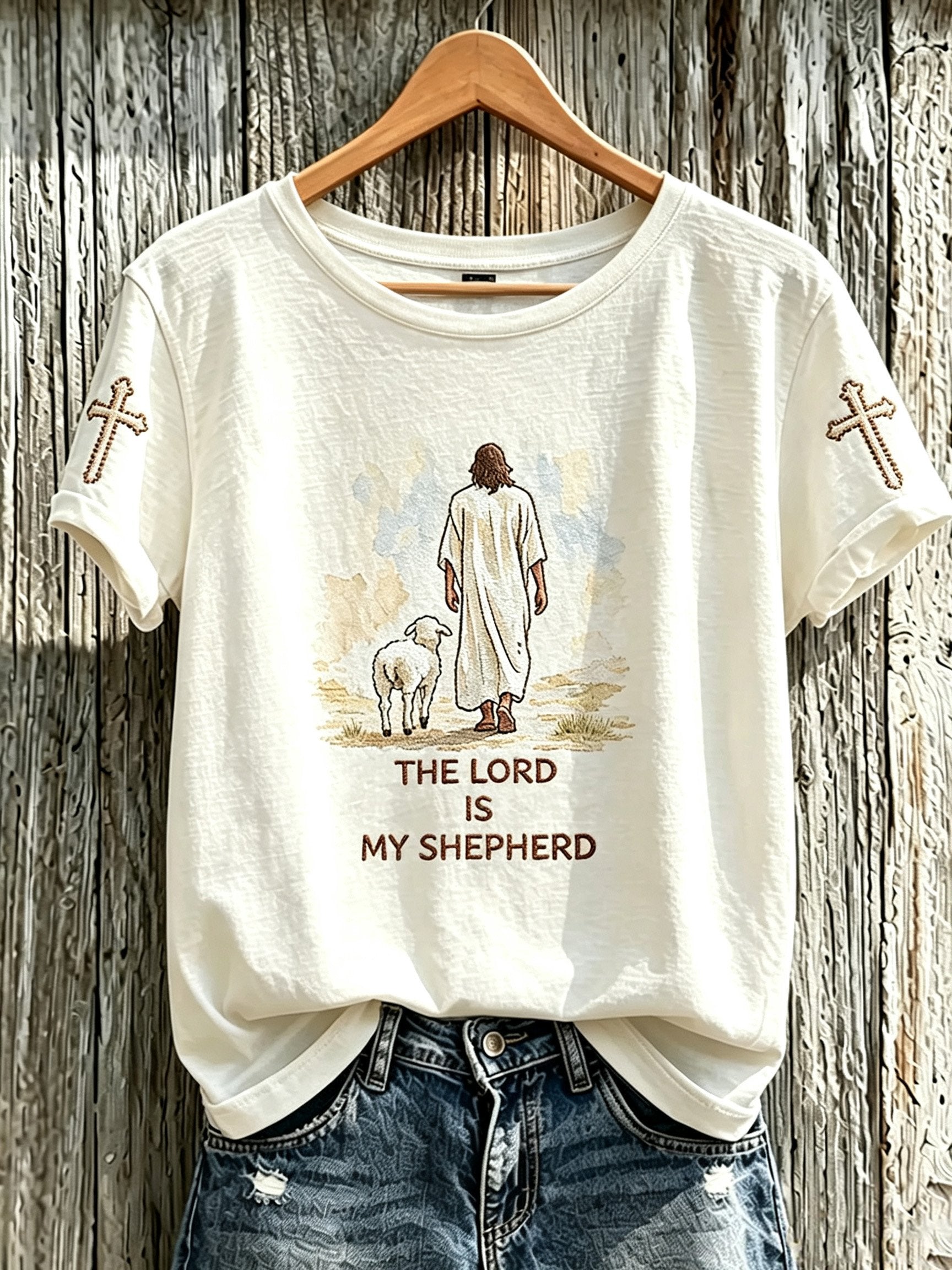 Women's Faith-Print Casual Crew-Neck Top