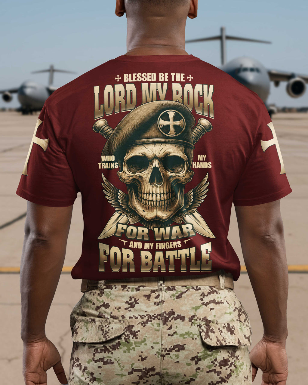 Blessed Be The Lord My Rock Who Trains My Hands For War T-Shirt