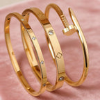 Ensemble de bracelets en acier inoxydable avec motif floral pour femme