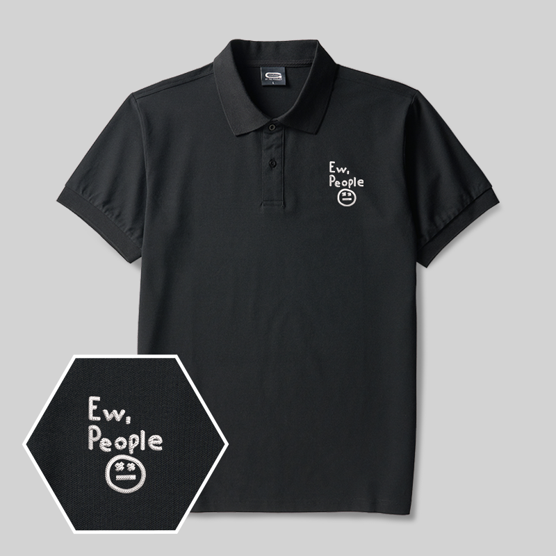 EW People Geek Embroidered Polo Shirt