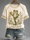 Women's I Could Be Meaner But Jesus Said No Printing  T-Shirts