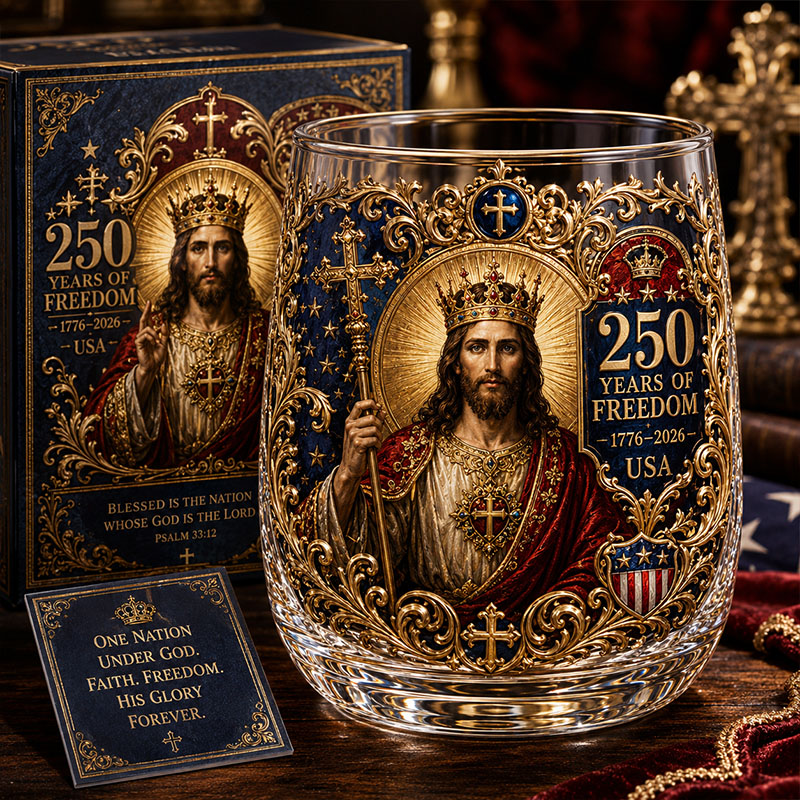 Amérique 250 Foi Chrétienne Ornement Doré Verre Tasse Coffret Cadeau