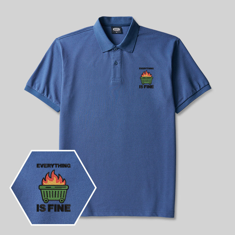 Everything’s on Fire Geek Embroidered Polo Shirt