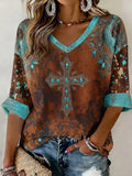 Damen Vintage Western Faith Print T-Shirt