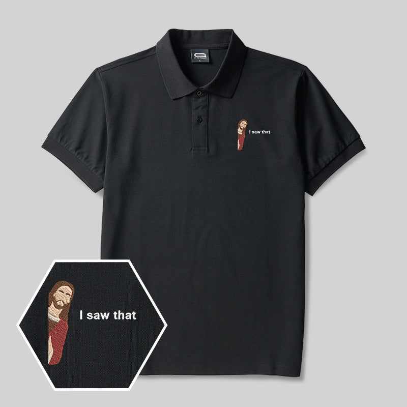I Saw That Geek Besticktes Poloshirt