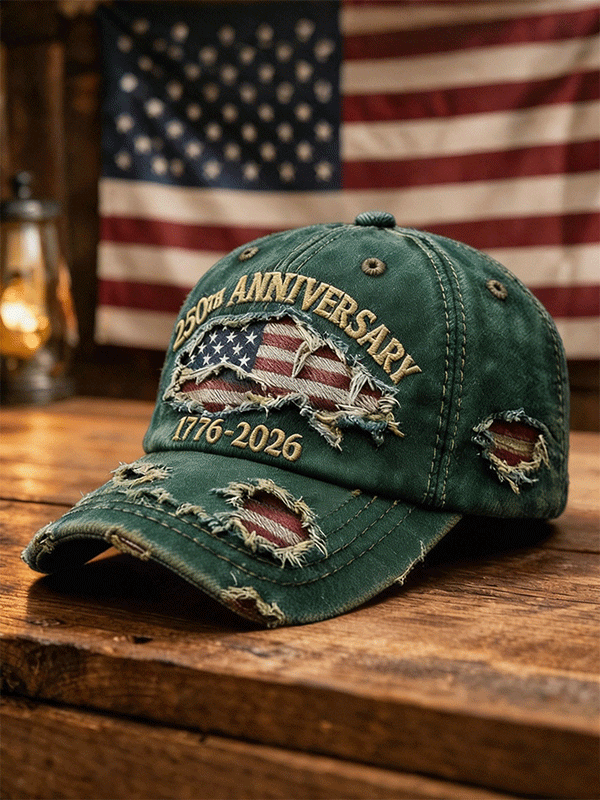 Casquette de baseball vintage en jean vieilli drapeau 250e anniversaire des États-Unis