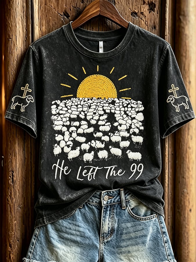 Women's He Left The 99 Print Casual T-shirt