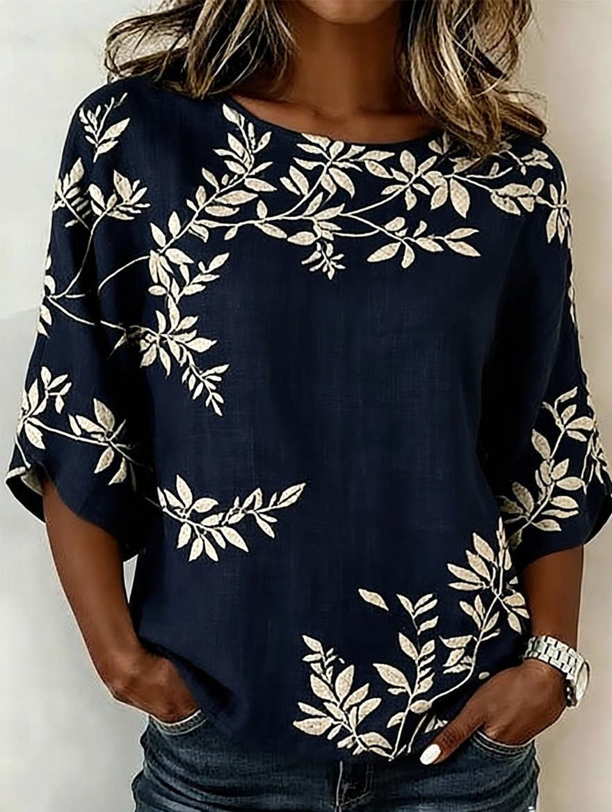 Women's Linen-Cotton Printed Tops