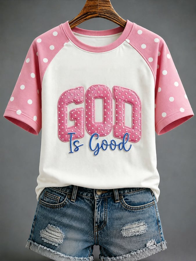 Women's God Is Good Print Raglan Sleeve T-Shirt
