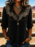 Damen-Hemd im Western-Stil mit Retro-Kreuz-Print
