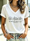 Women's Beach Vacation And Leisure  Sea Turtle Be Still And Know That I Am God Faith Printed T-Shirt