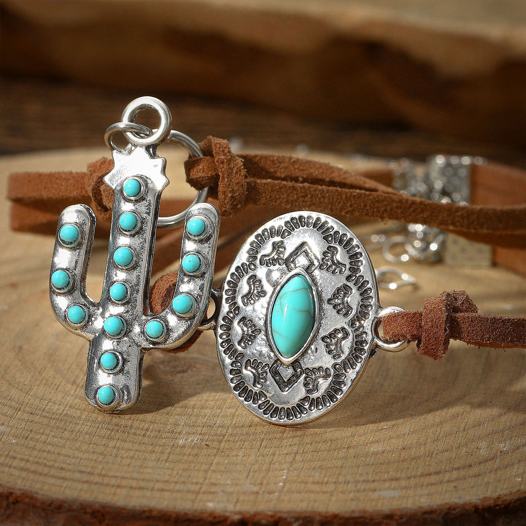 Vintage West Bohemian Türkis Armband-Set