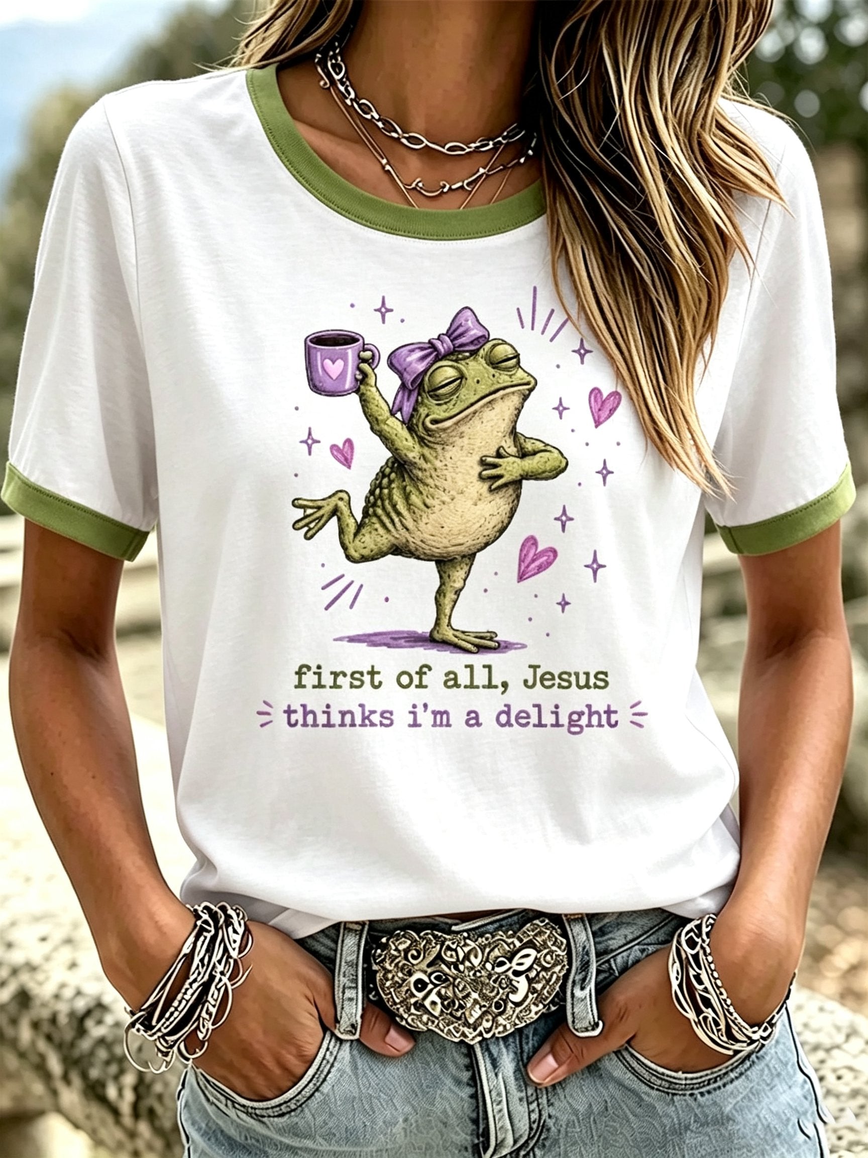 Women's 'Jesus Thinks I'm A Delight' Printed Casual T-Shirt