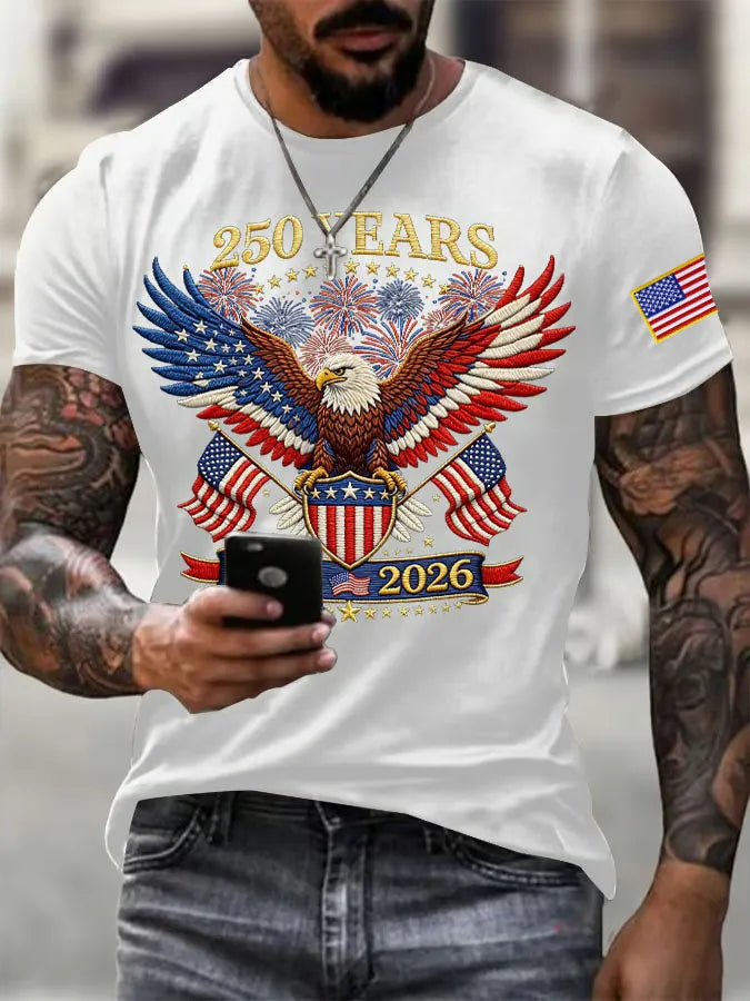 Men's American Flag Commemorative 250th Anniversary Classic Pattern Short Sleeve T-shirt