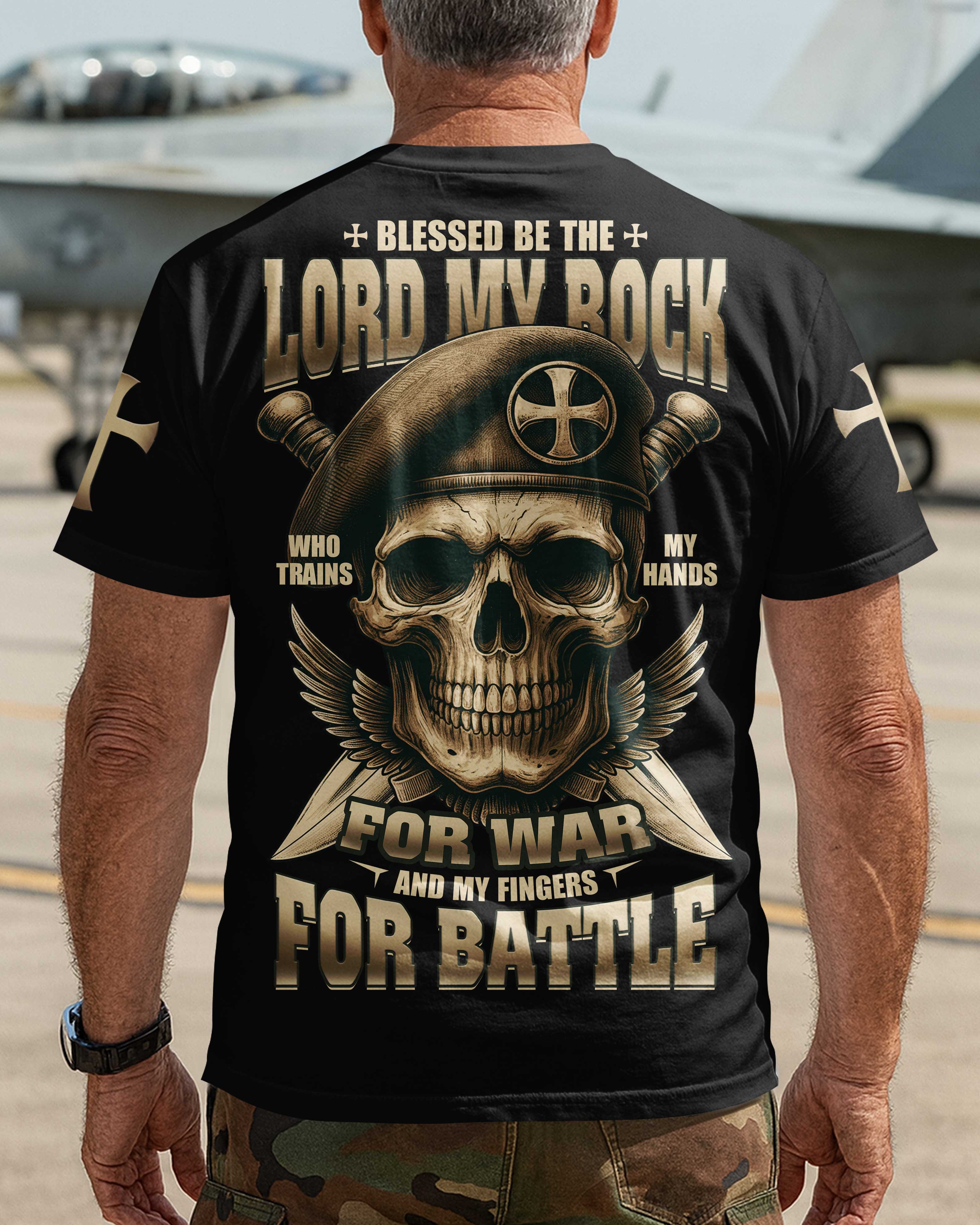 Blessed Be The Lord My Rock Who Trains My Hands For War T-Shirt