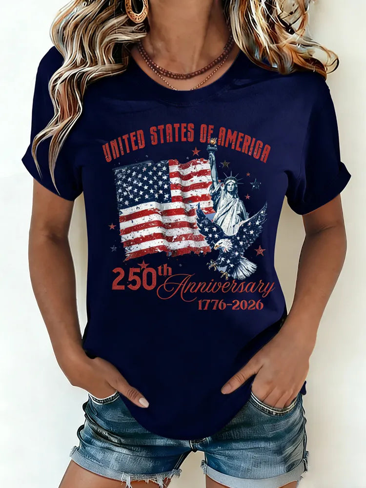 T-shirt Patriotique Vintage Aigle Statue de la Liberté 250ème Anniversaire USA