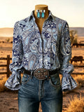 Westernbluse für Damen mit Blumenmuster im Vintage-Stil