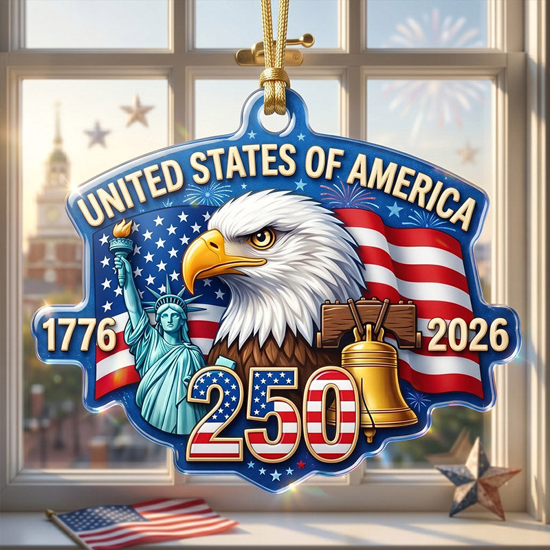 Ornement en acrylique "250e anniversaire de l'Amérique" — Thème patriotique 1776-2026