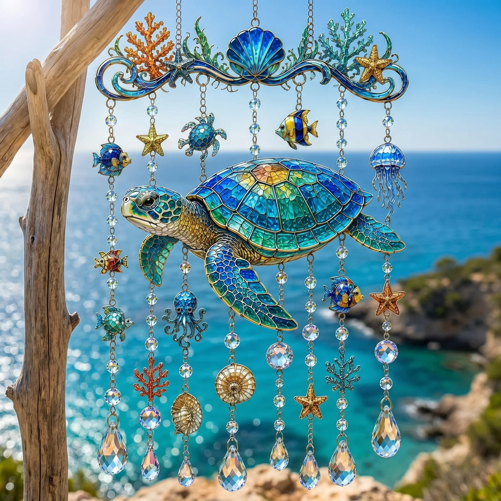🔥🐋🐢🐬Windspiel mit Ozeanmotiv â€?🌊Verleihen Sie Ihrem Garten den Glanz des Ozeans