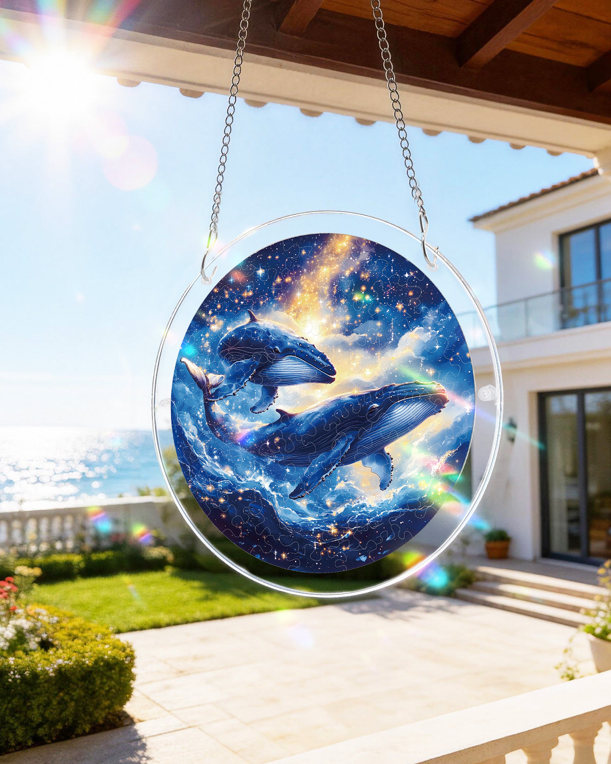 Twin Whales of the Cosmos Light Suncatcher-Acrylic Window Art