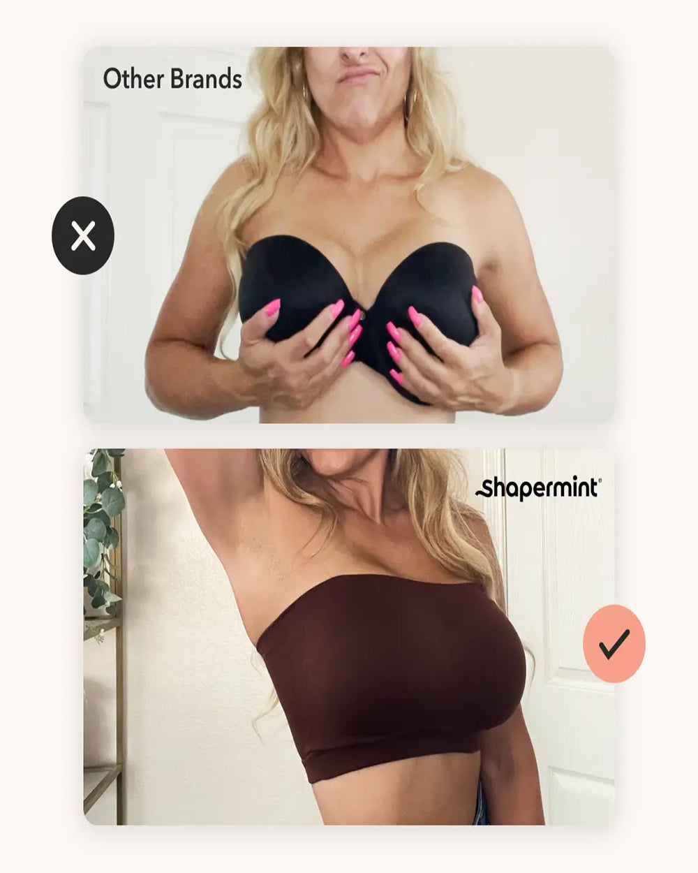 Damen umwandelbarer trägerloser Bandeau-BH