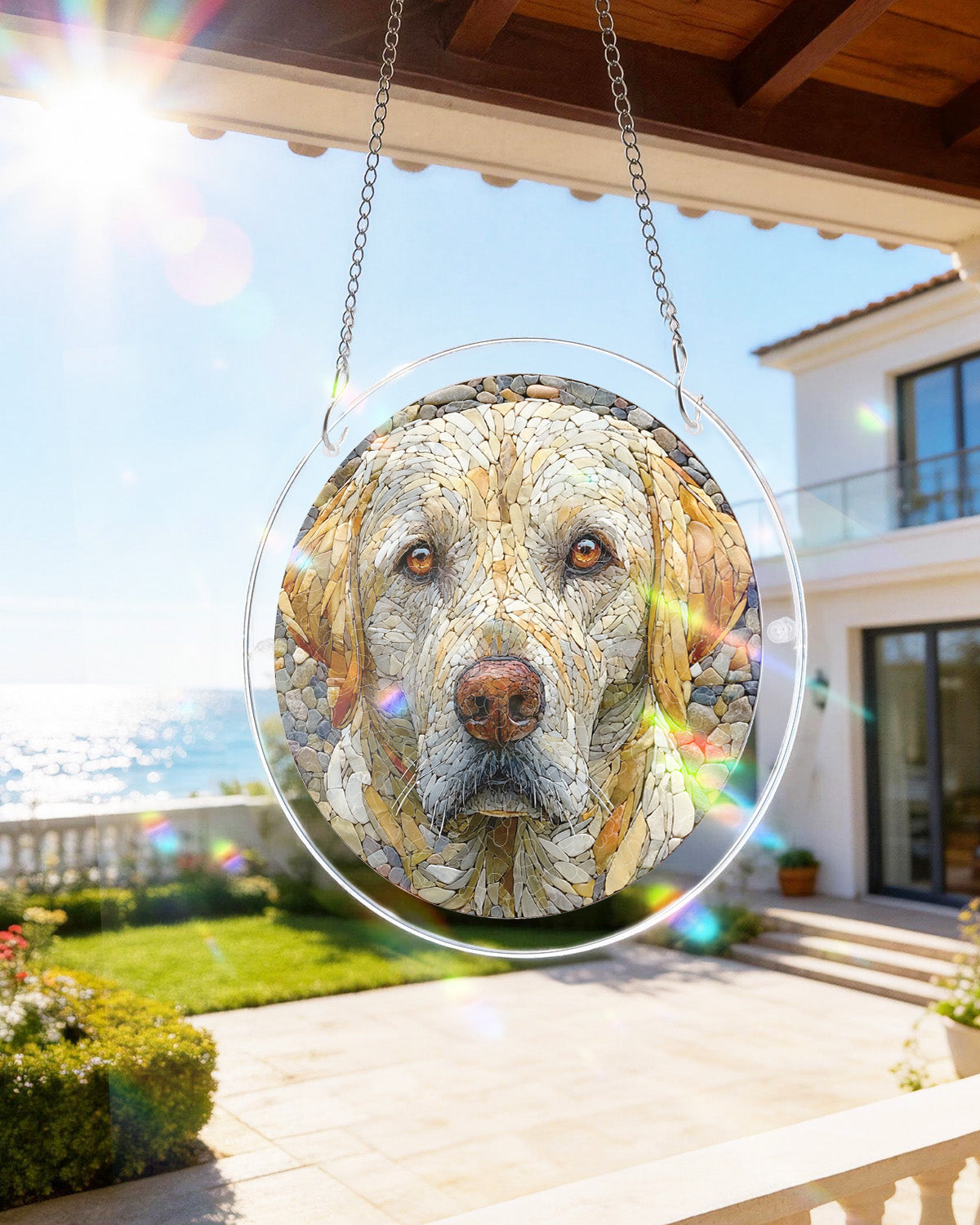 Suncatcher Stein-Hund-Acryl-Fensterbild