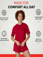 Women’s Bamboo-Blend Boxy Tee & High-Rise Shorts Pajama Set