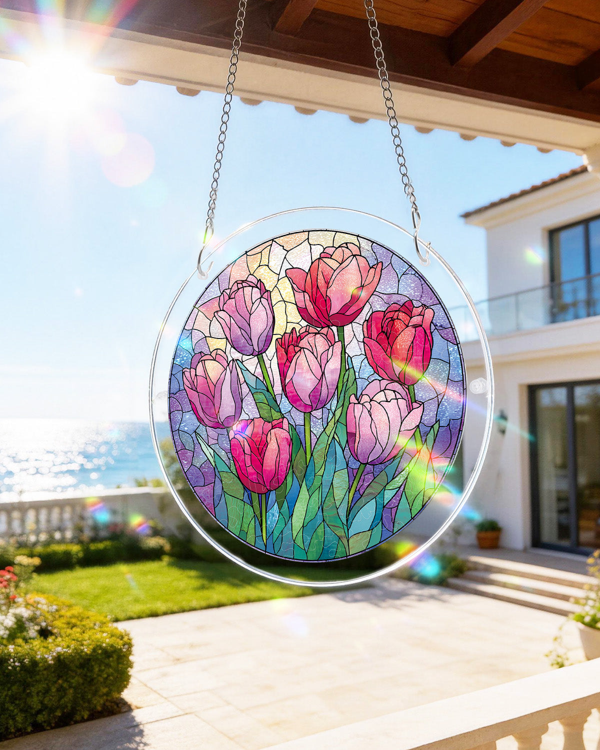 Morning Glow Tulips Light Suncatcher-Acrylic Window Art