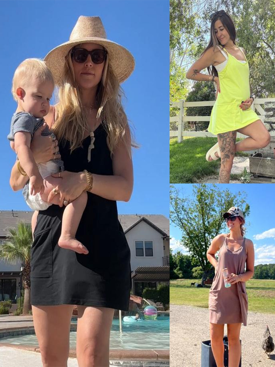 Athletic Mini Dress with Built-In Shorts
